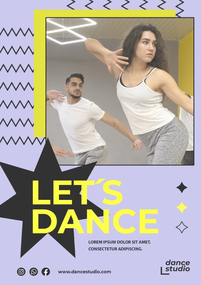 潮流撞色孟菲斯风格舞蹈健身招生海报BANNER模板PSD分层设计素材【002】